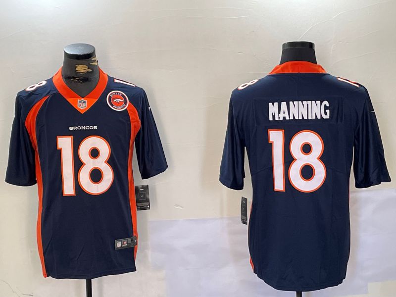 Men Denver Broncos #18 Manning Blue 2024 Nike Vapor Limited NFL Jersey style 6